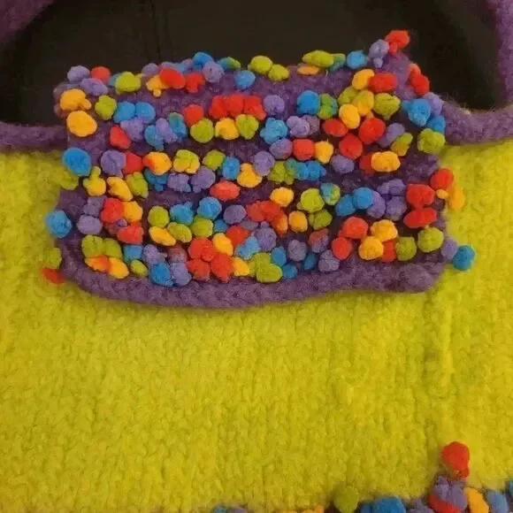 Old Bags Women's Green/Purple Wool Yarn Knit Top Handle Handbag EUC - Picture 6 of 9